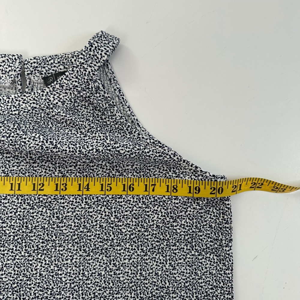 Adrianna Papell Blouse Women Size M Black White Floral Halter Sleeveless Top - Picture 4 of 10